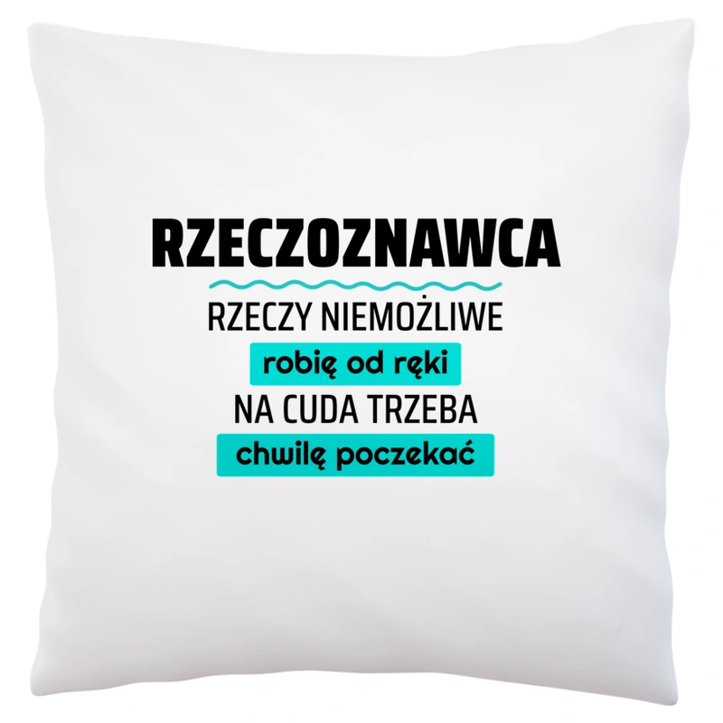 Rzeczoznawca - Rzeczy Niemożliwe Robię Od Ręki - Na Cuda Trzeba Chwilę Poczekać - Poduszka Biała