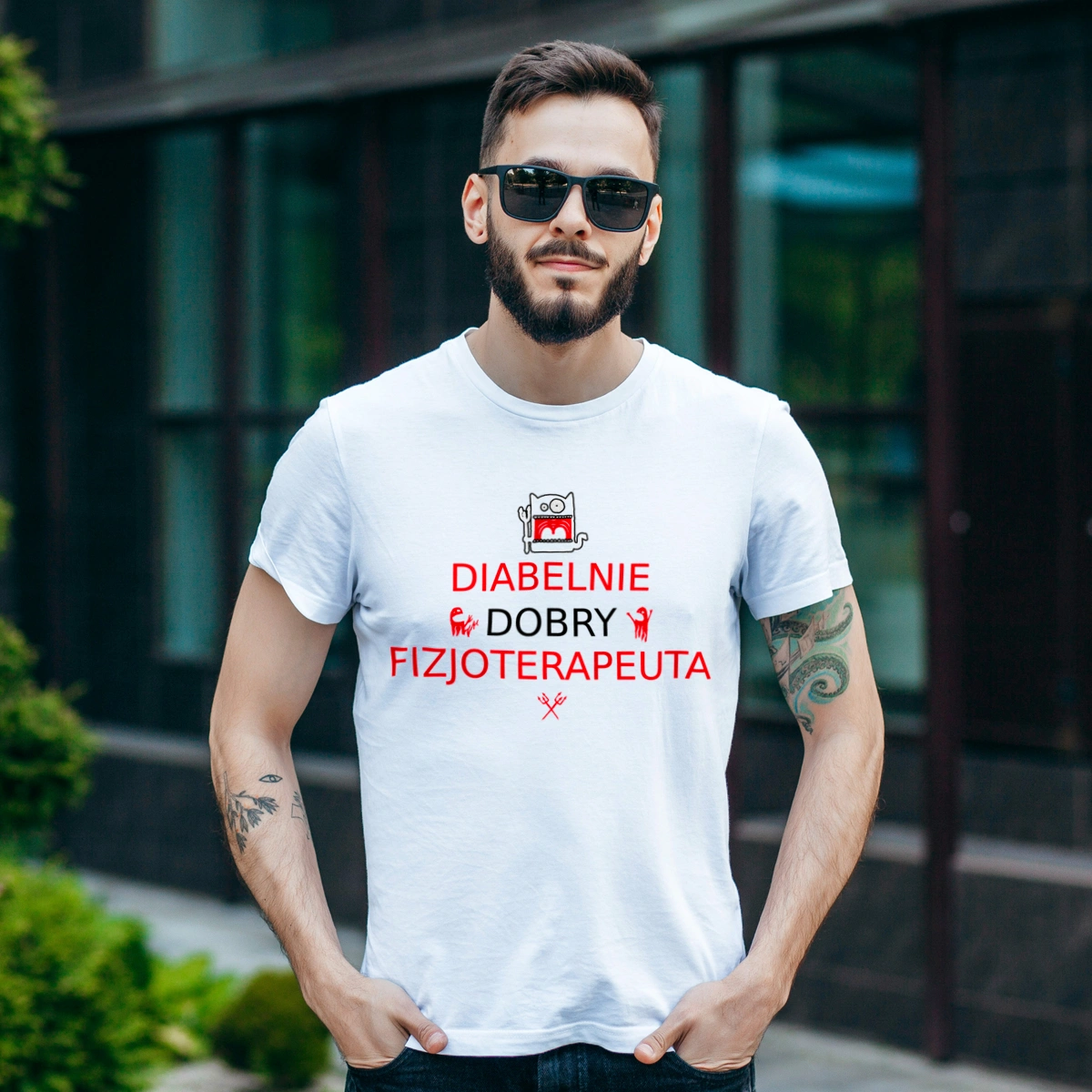 Diabelnie Dobry Fizjoterapeuta - Męska Koszulka Biała