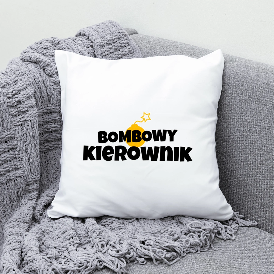 Bombowy Kierownik - Poduszka Biała