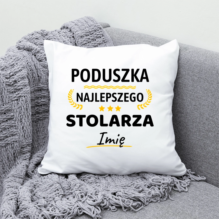 {Modelskind.name_Short} Najlepszego Stolarza Twoje Imię - Poduszka Biała