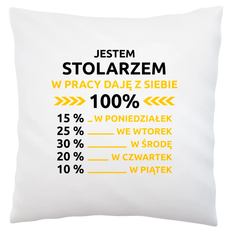 stolarz w pracy daje z siebie 100%  - Poduszka Biała