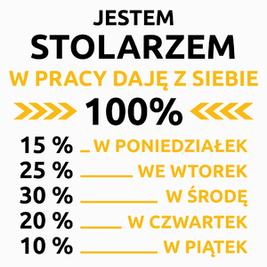 stolarz w pracy daje z siebie 100%  - Poduszka Biała