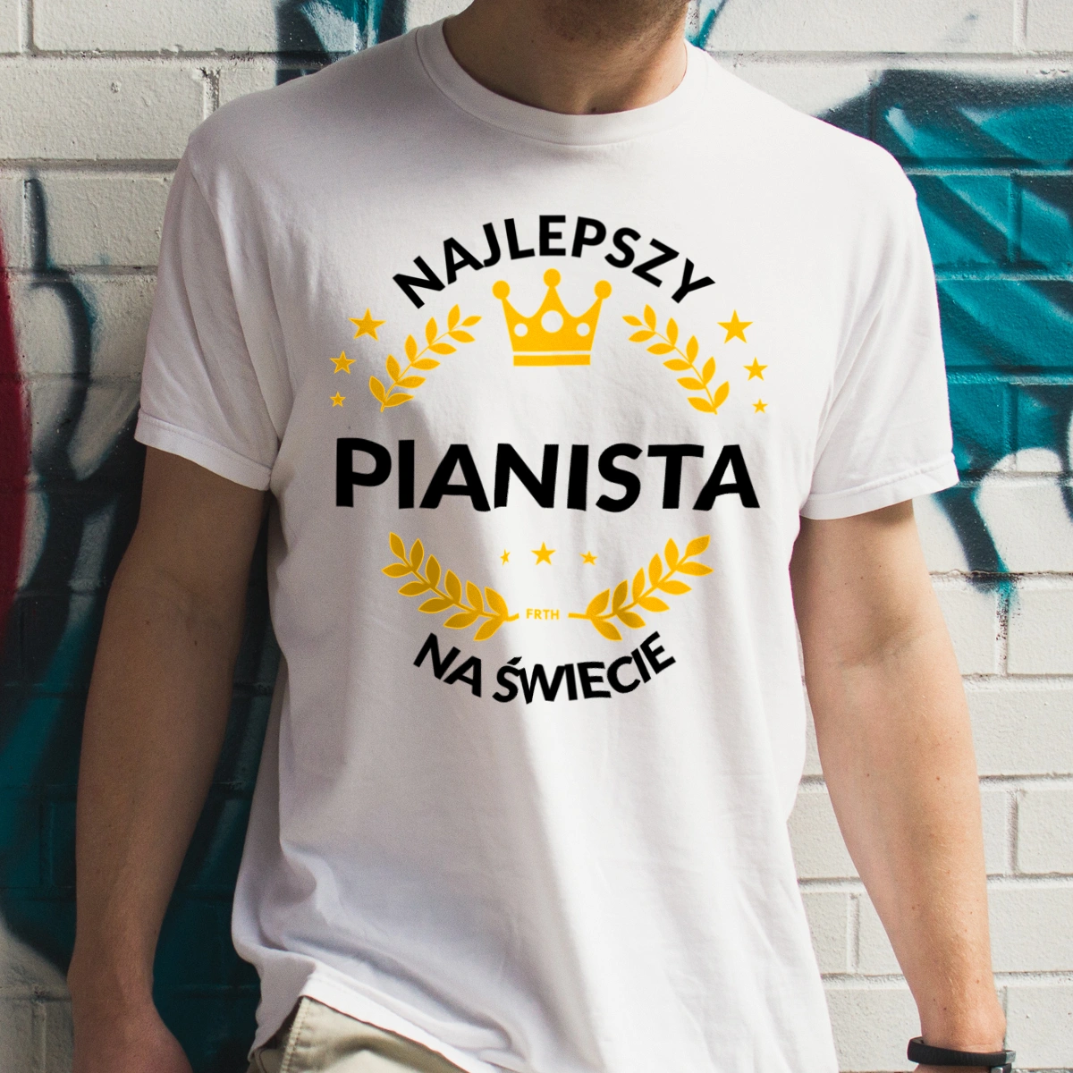 Najlepszy Pianista Na Świecie - Męska Koszulka Biała