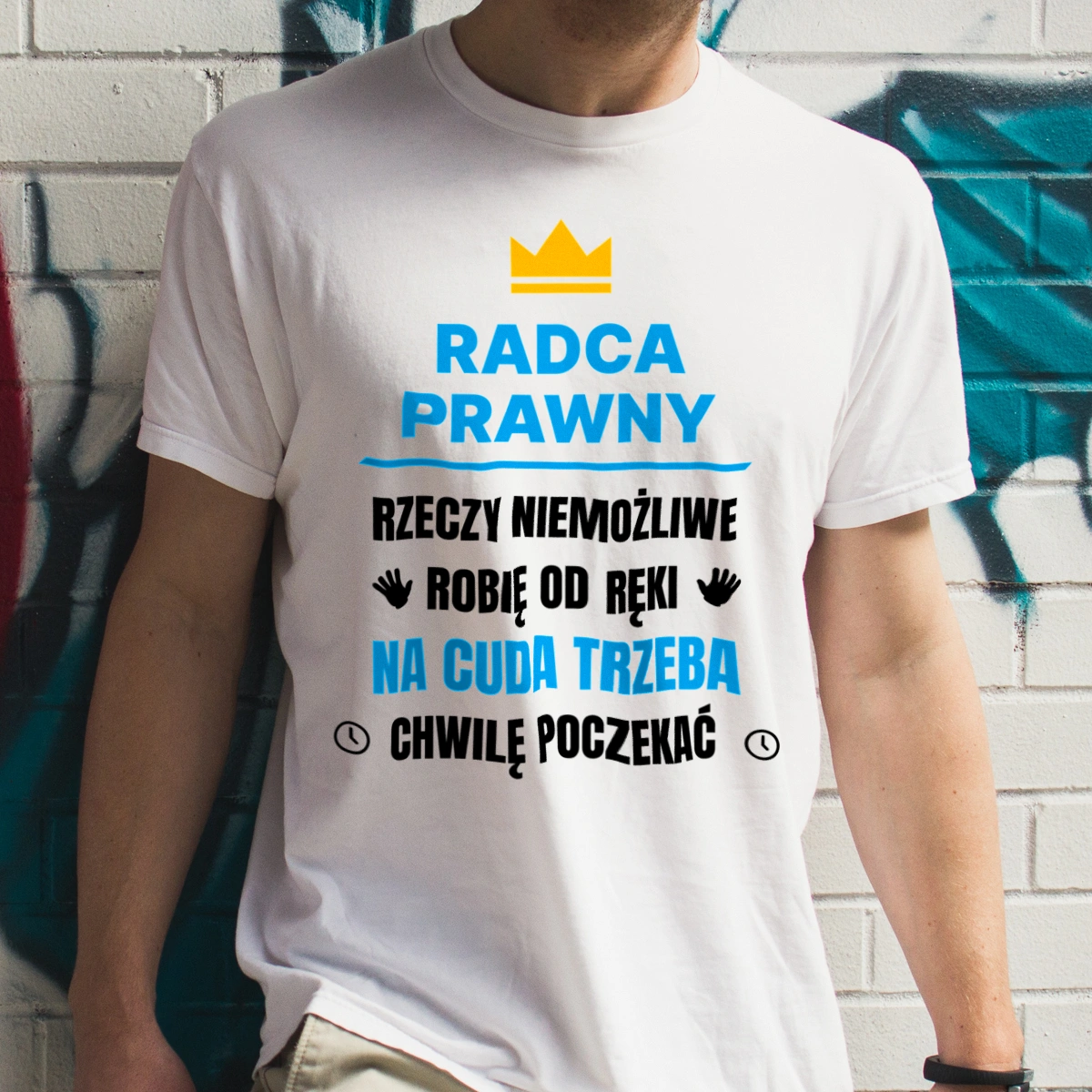 Radca Prawny Rzeczy Niemożliwe Robię Od Ręki - Męska Koszulka Biała