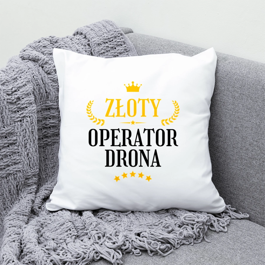 Złoty Operator Drona - Poduszka Biała