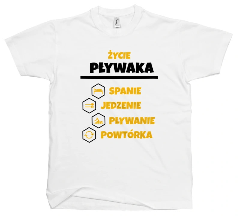 Pływak - Spanie Jedzenie - Męska Koszulka Biała