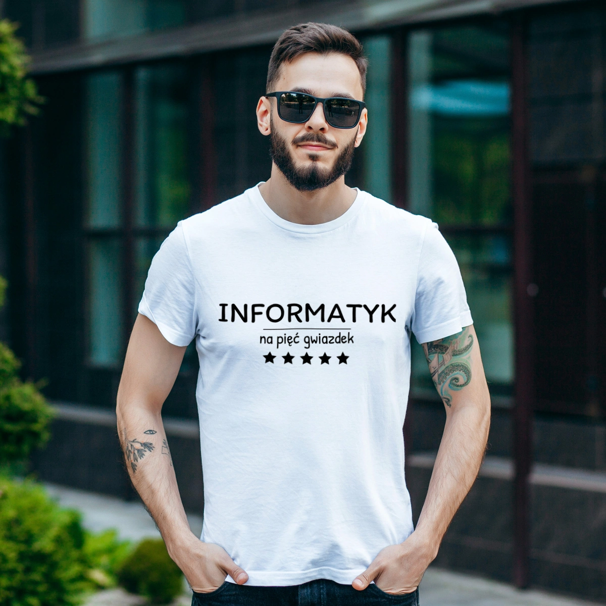 Informatyk Na 5 Gwiazdek - Męska Koszulka Biała