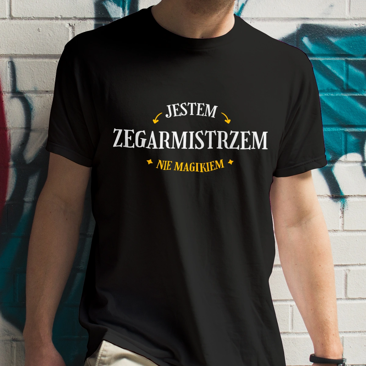 Jestem Zegarmistrzem Nie Magikiem - Męska Koszulka Czarna