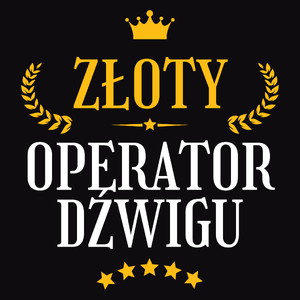 Złoty Operator Dźwigu - Męska Koszulka Czarna