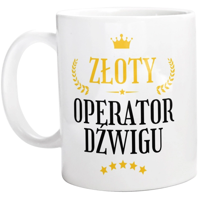 Złoty Operator Dźwigu - Kubek Biały