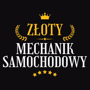 Złoty Mechanik Samochodowy - Męska Koszulka Czarna