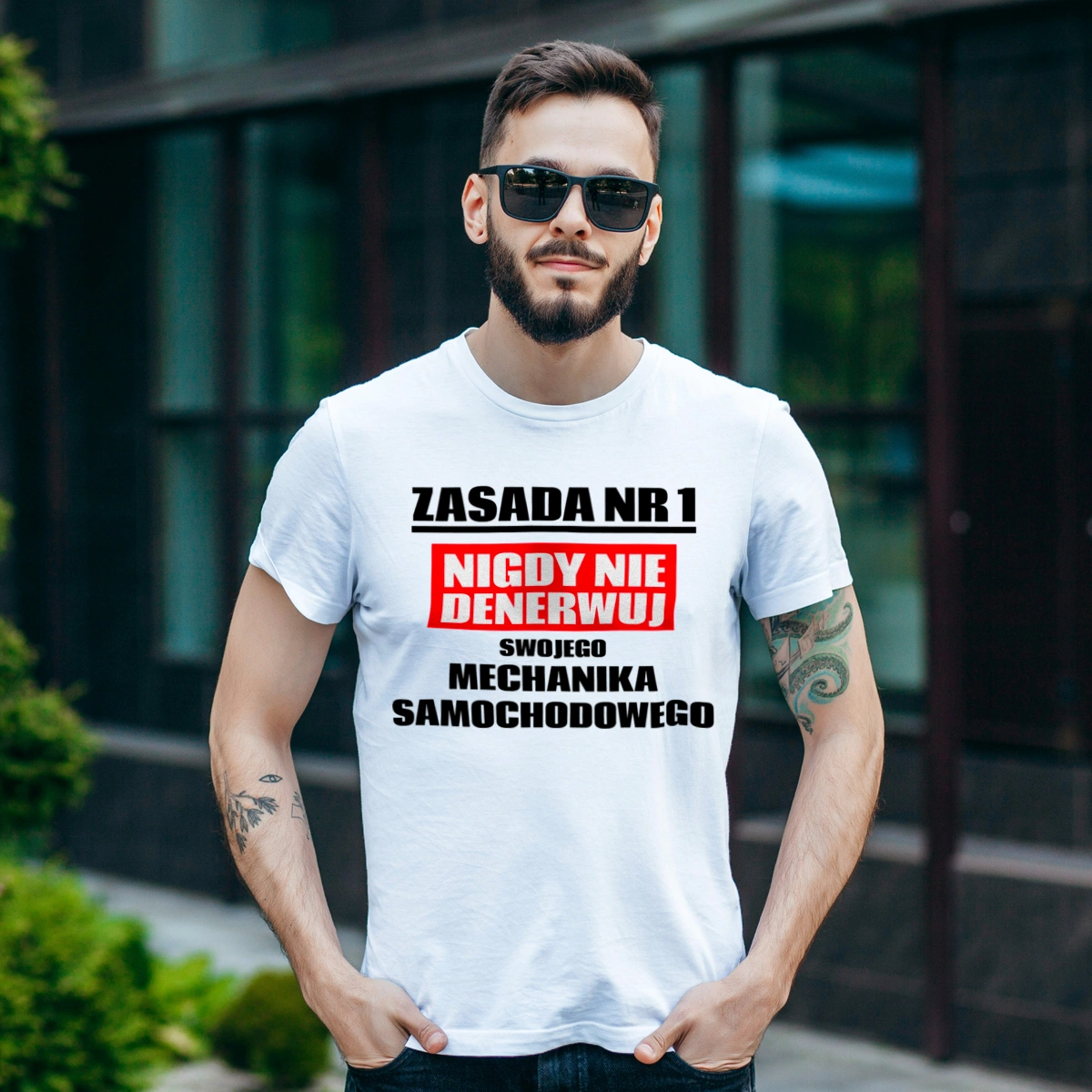 Zasada Nr 1 - Nigdy Nie Denerwuj Swojego Mechanika Samochodowego - Męska Koszulka Biała