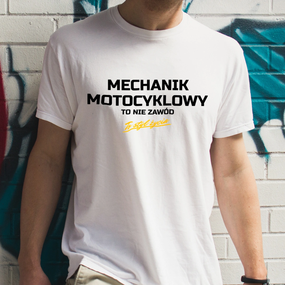 Mechanik Motocyklowy To Nie Zawód - To Styl Życia - Męska Koszulka Biała