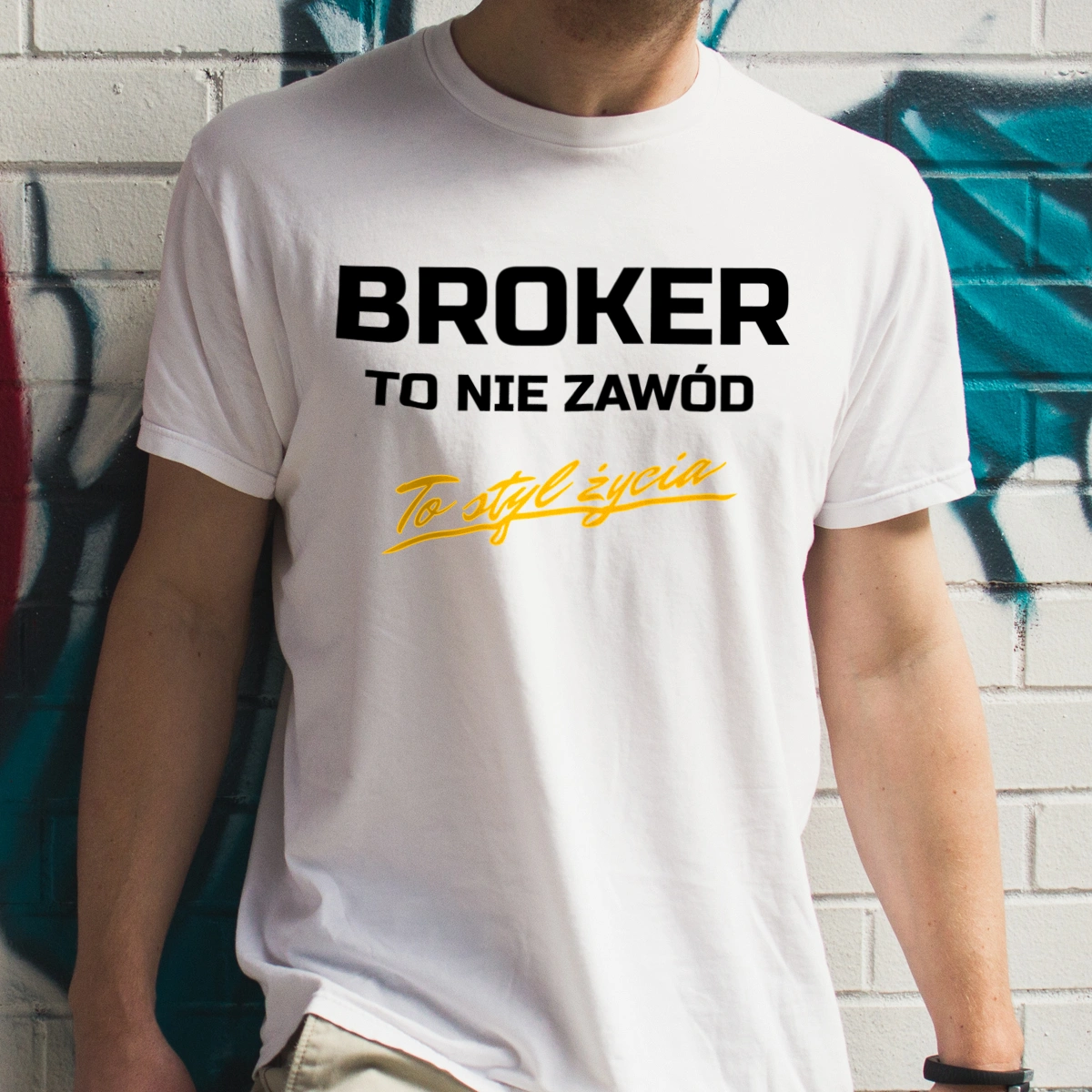 Broker To Nie Zawód - To Styl Życia - Męska Koszulka Biała