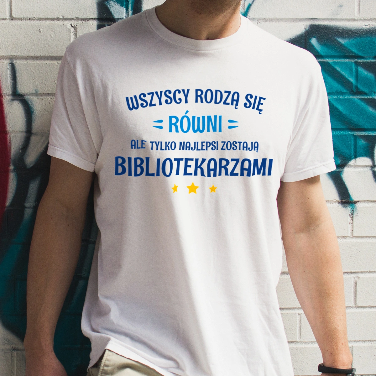 Tylko Najlepsi Zostają Bibliotekarzami - Męska Koszulka Biała