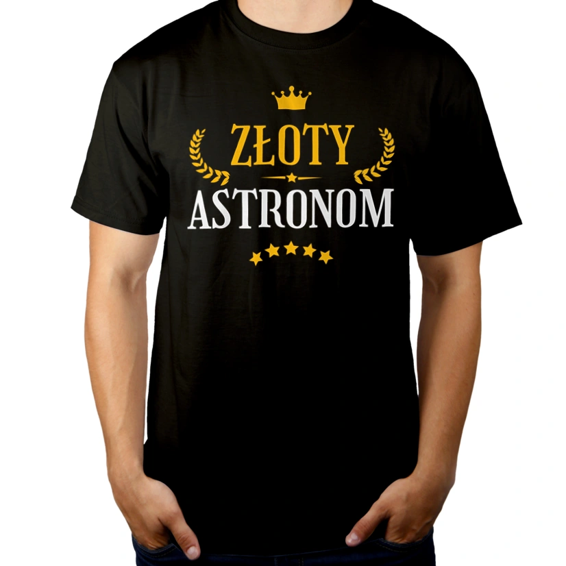 Złoty Astronom - Męska Koszulka Czarna