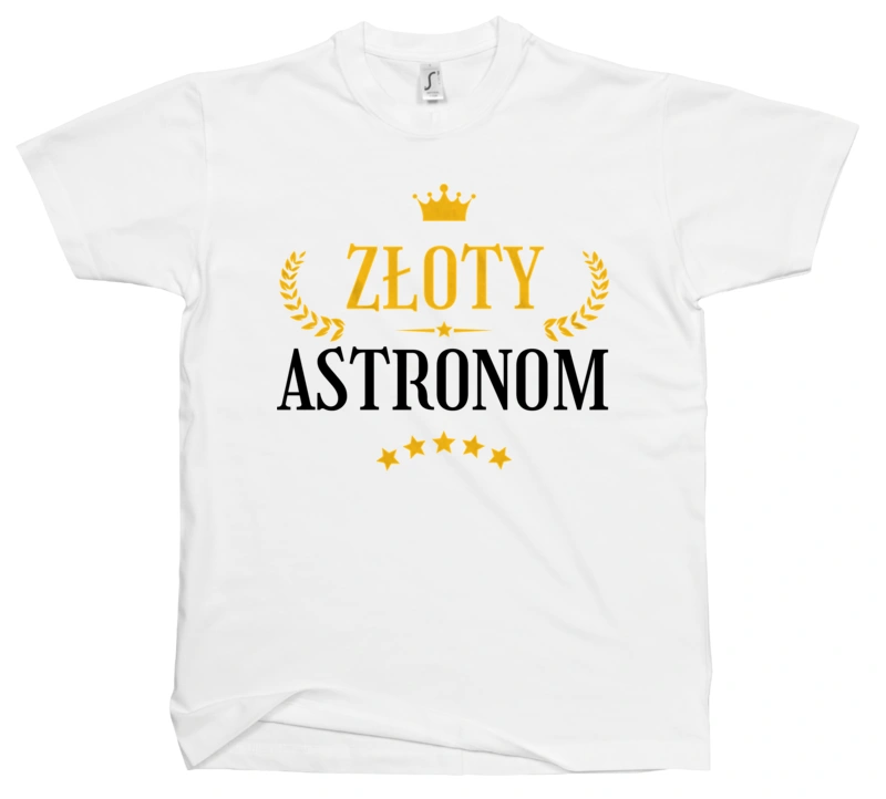 Złoty Astronom - Męska Koszulka Biała