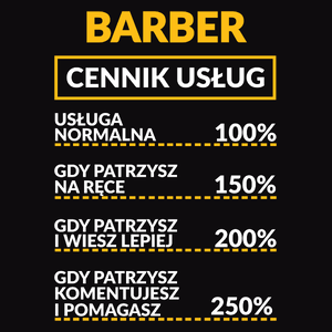 Barber - Cennik Usług - Męska Bluza Czarna