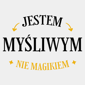 Jestem Myśliwym Nie Magikiem - Męska Koszulka Biała