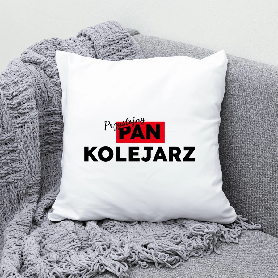 Przystojny Pan Kolejarz - Poduszka Biała