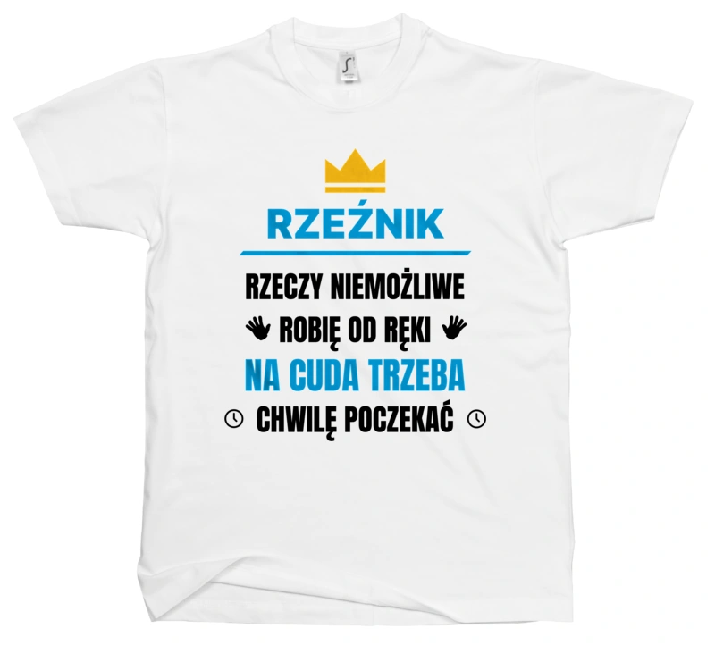 Rzeźnik Rzeczy Niemożliwe Robię Od Ręki - Męska Koszulka Biała