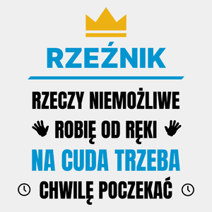 Rzeźnik Rzeczy Niemożliwe Robię Od Ręki - Męska Koszulka Biała