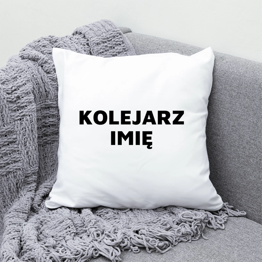 Napis Kolejarz - Poduszka Biała