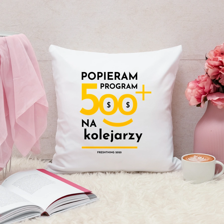 Program 500 Plus Na Kolejarzy - Poduszka Biała