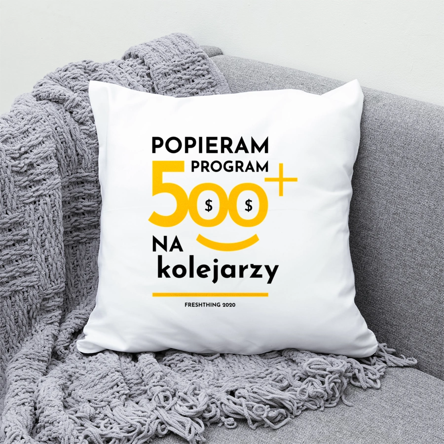 Program 500 Plus Na Kolejarzy - Poduszka Biała