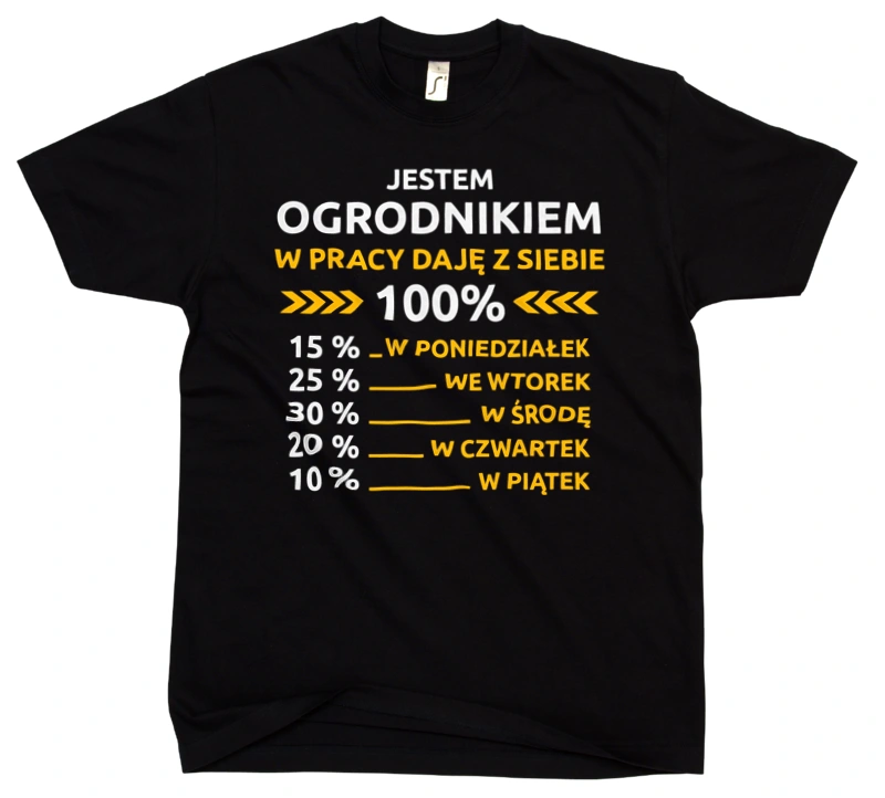 ogrodnik w pracy daje z siebie 100%  - Męska Koszulka Czarna