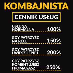 Kombajnista - Cennik Usług - Męska Bluza z kapturem Czarna