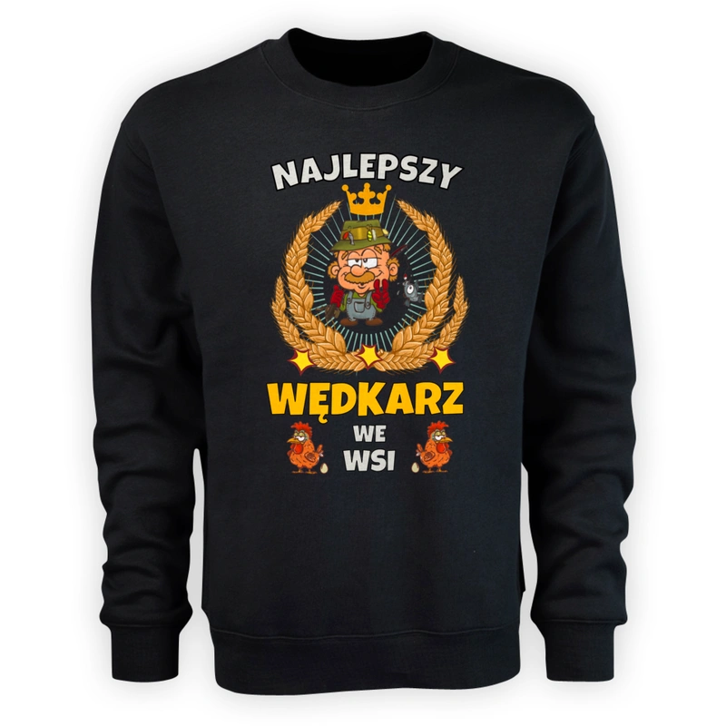 Najlepszy Wędkarz We Wsi - Męska Bluza Czarna