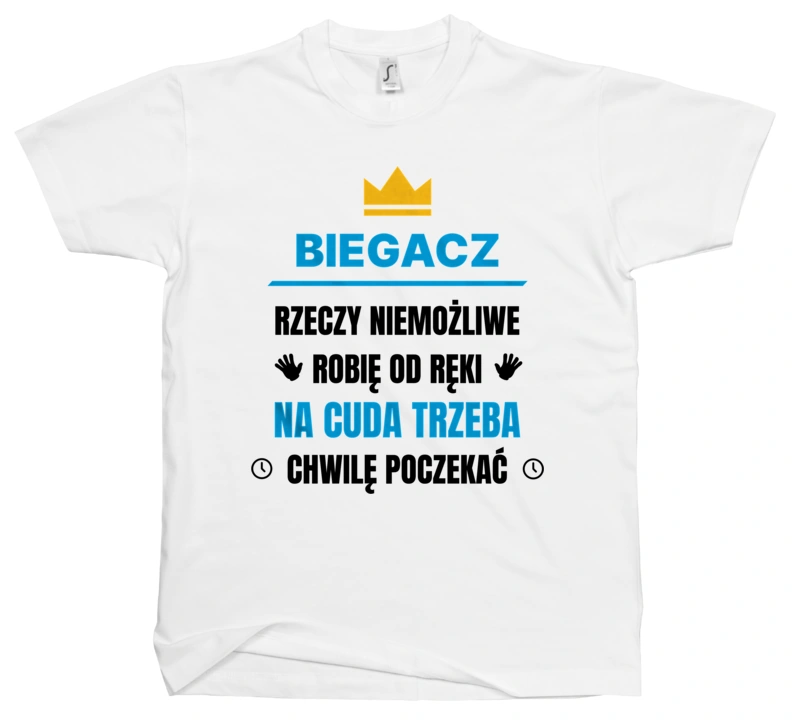 Biegacz Rzeczy Niemożliwe Robię Od Ręki - Męska Koszulka Biała