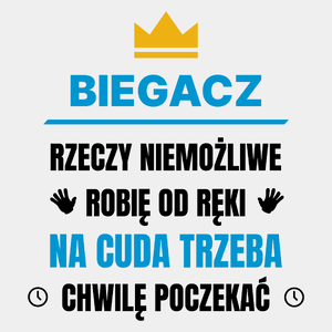 Biegacz Rzeczy Niemożliwe Robię Od Ręki - Męska Koszulka Biała