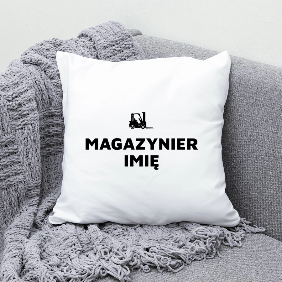 Napis Magazynier - Poduszka Biała