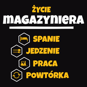 Magazynier - Spanie Jedzenie - Męska Bluza z kapturem Czarna