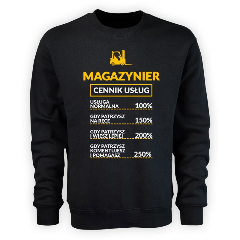 Magazynier - Cennik Usług - Męska Bluza Czarna