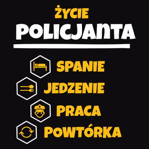 Policjant - Spanie Jedzenie - Męska Bluza z kapturem Czarna