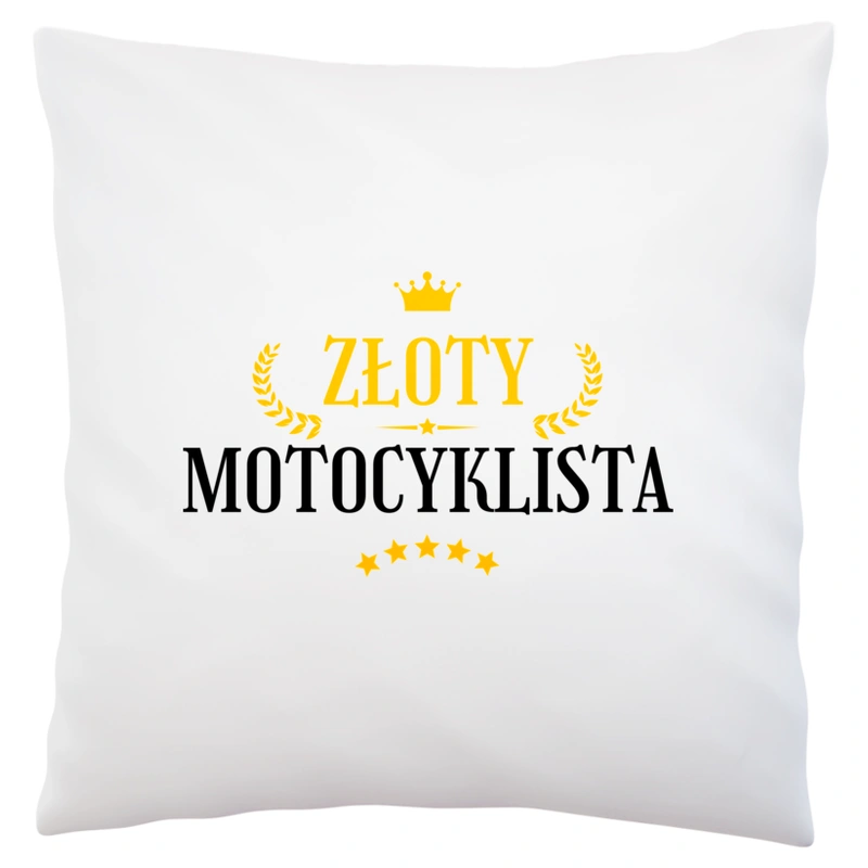 Złoty Motocyklista - Poduszka Biała