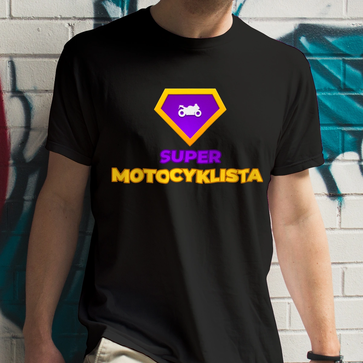 Super Motocyklista - Męska Koszulka Czarna