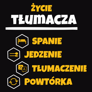 Tłumacz - Spanie Jedzenie - Męska Bluza z kapturem Czarna