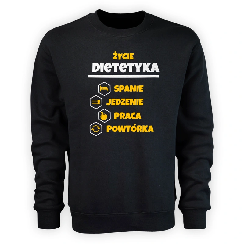 Dietetyk - Spanie Jedzenie - Męska Bluza Czarna