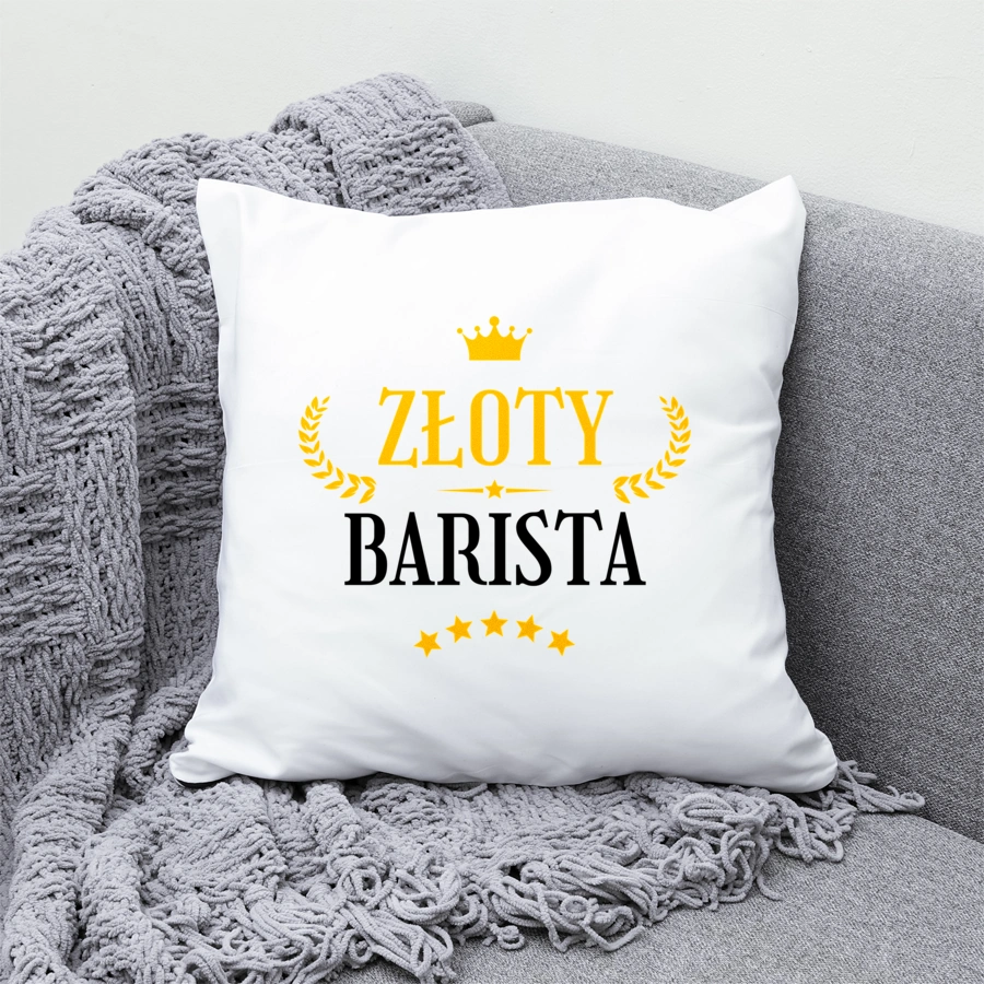 Złoty Barista - Poduszka Biała