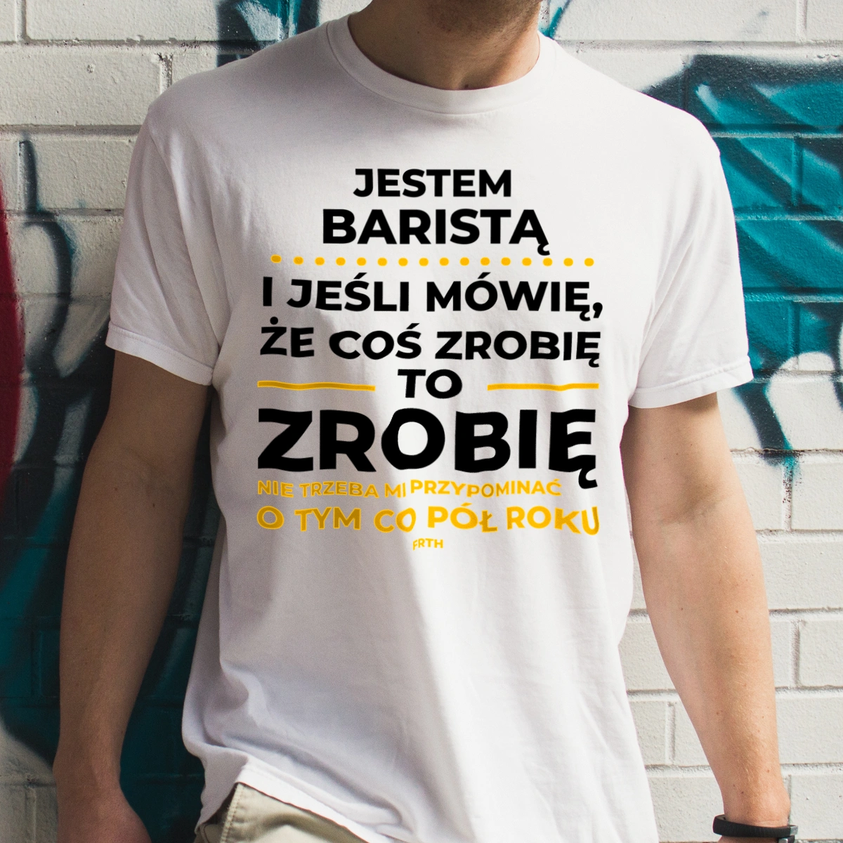 Jeśli Barista Mówi Że Zrobi, To Zrobi - Męska Koszulka Biała