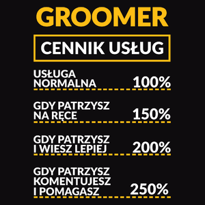 Groomer - Cennik Usług - Męska Bluza z kapturem Czarna