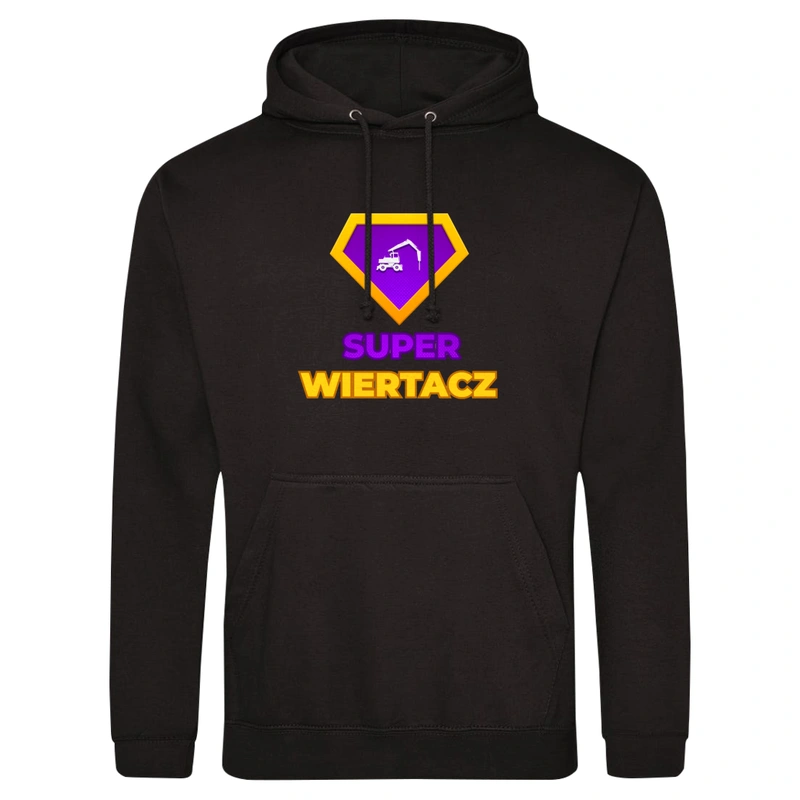 Super Wiertacz - Męska Bluza z kapturem Czarna