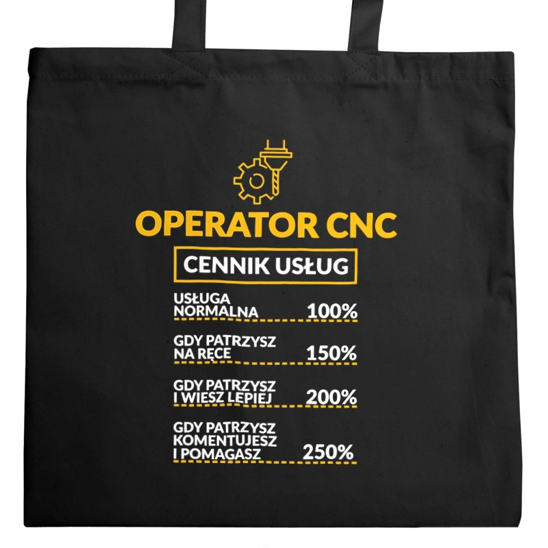 Operator Cnc - Cennik Usług - Torba Na Zakupy Czarna