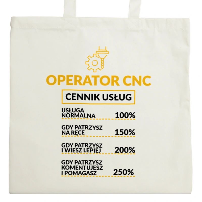 Operator Cnc - Cennik Usług - Torba Na Zakupy Natural