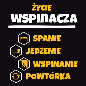 Wspinacz - Spanie Jedzenie - Męska Bluza z kapturem Czarna