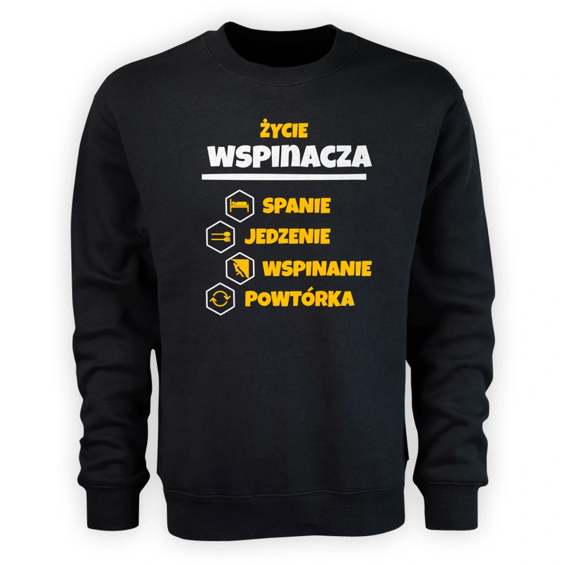 Wspinacz - Spanie Jedzenie - Męska Bluza Czarna